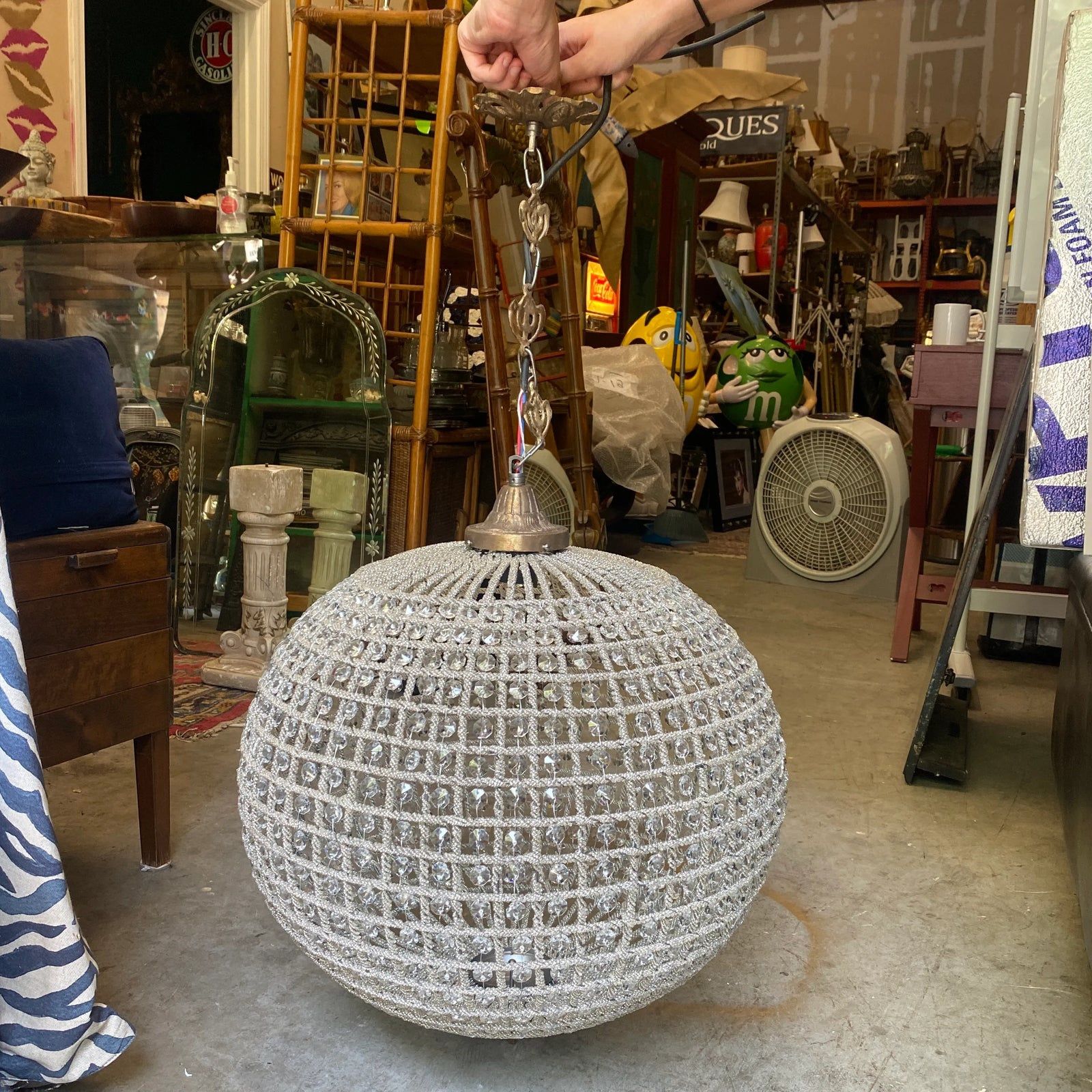 Vintage Sphere Hollywood Regency Chandelier