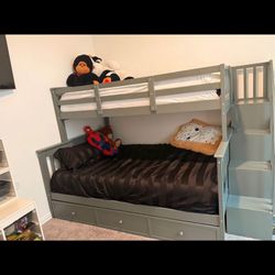 Twin Over Full 3. Drawer Shelves Bunk Bed