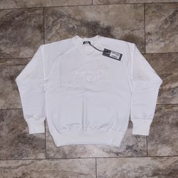 Christian Dior Embroidered Logo Crewneck Sweatshirt White Size Small