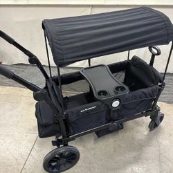 NEW in Box 2 Kids Premium All-Terrain Wagon Stroller w/ Adjustable Push/Pull Handle - Black  