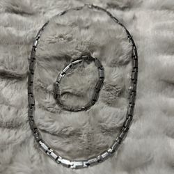 Steel Necklace And Matching Bracelet 