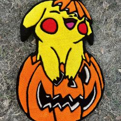 Hand-Tufted Halloween Pikachu Rug/Wallhanging