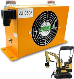 AH0608T-CA 12VDC Hydraulic Air Cooler Fan 60L/Min Low Noise and Power Usage Compatible with 1-2 Ton Mini Excavators, Fit for Agrotk Q12, H12, QH12, H1