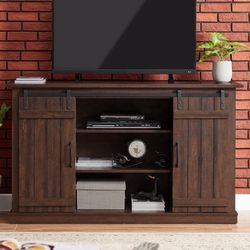 New Brown Barn Door TV Stand In Box