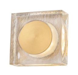 7.48 in. Modern Brass Square Dimmable Integrated LED Wall Sconce Clear Glass Bathroom Vanity Light
