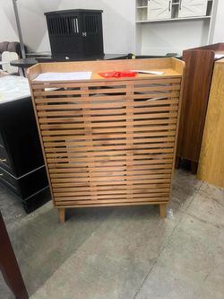 31.5-Inch Slatted Shoe Cabinet with 2 Tilt-Out Drawers