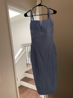 Blue Pleated Bodycon Mini Dress
