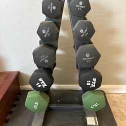 Dumbbell Weights & Metal Rack