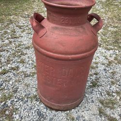Antique Large Red Milk Can by Rochester Dairy Co-Op