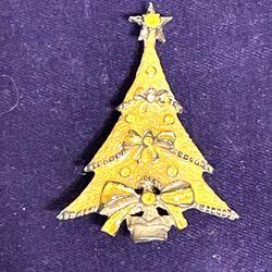 Very Vintage Yellow Enamel Holiday Brooch