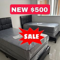 2 TWIN SIZE BED SETS - NEW INNERSPRING MATTRESS + BOX SPRING + FRAME // Camas TWIN BED 