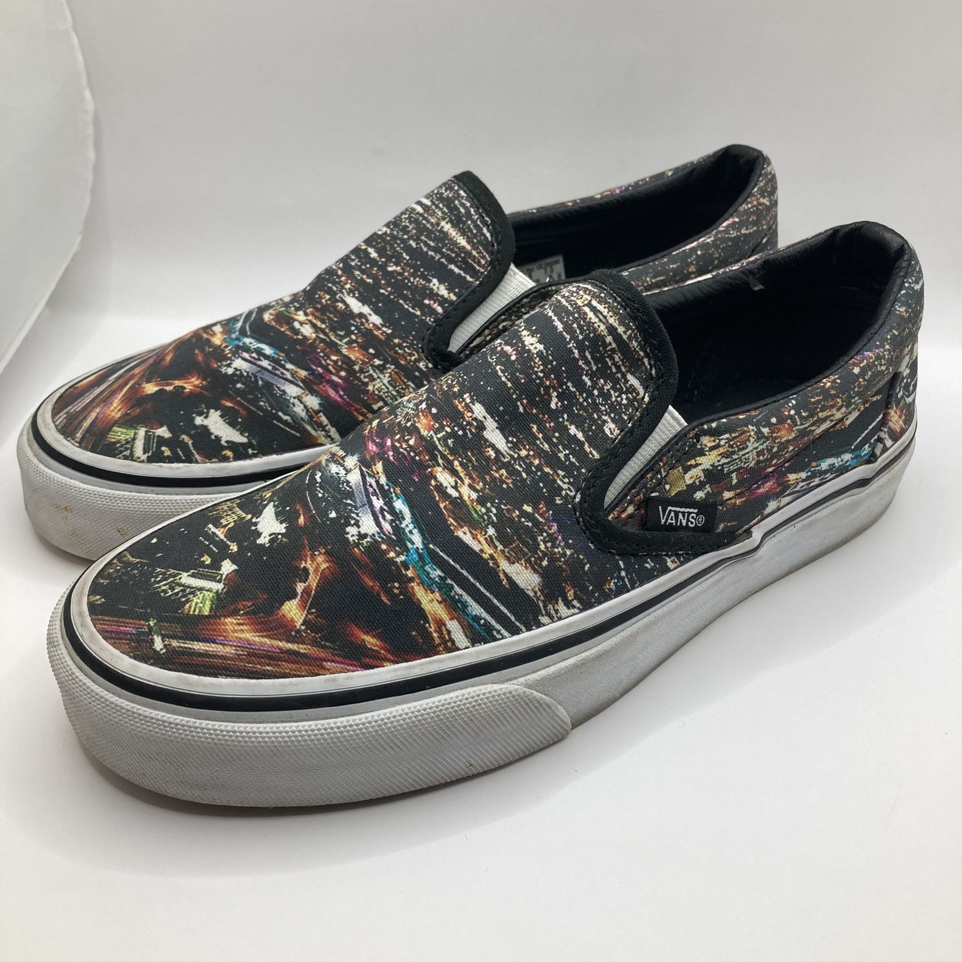 Women’s 7 Vans Slip-On City Lights Skyline Skater Streetwear Urban Great Cond.