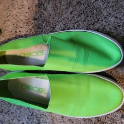 Women's LIME GREEN  Slip On Shoes...size 7.5