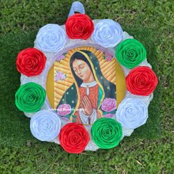 Virgin Mary Flower Arrangement /Ramo Buchon/Virgin De Guadalupe Flores