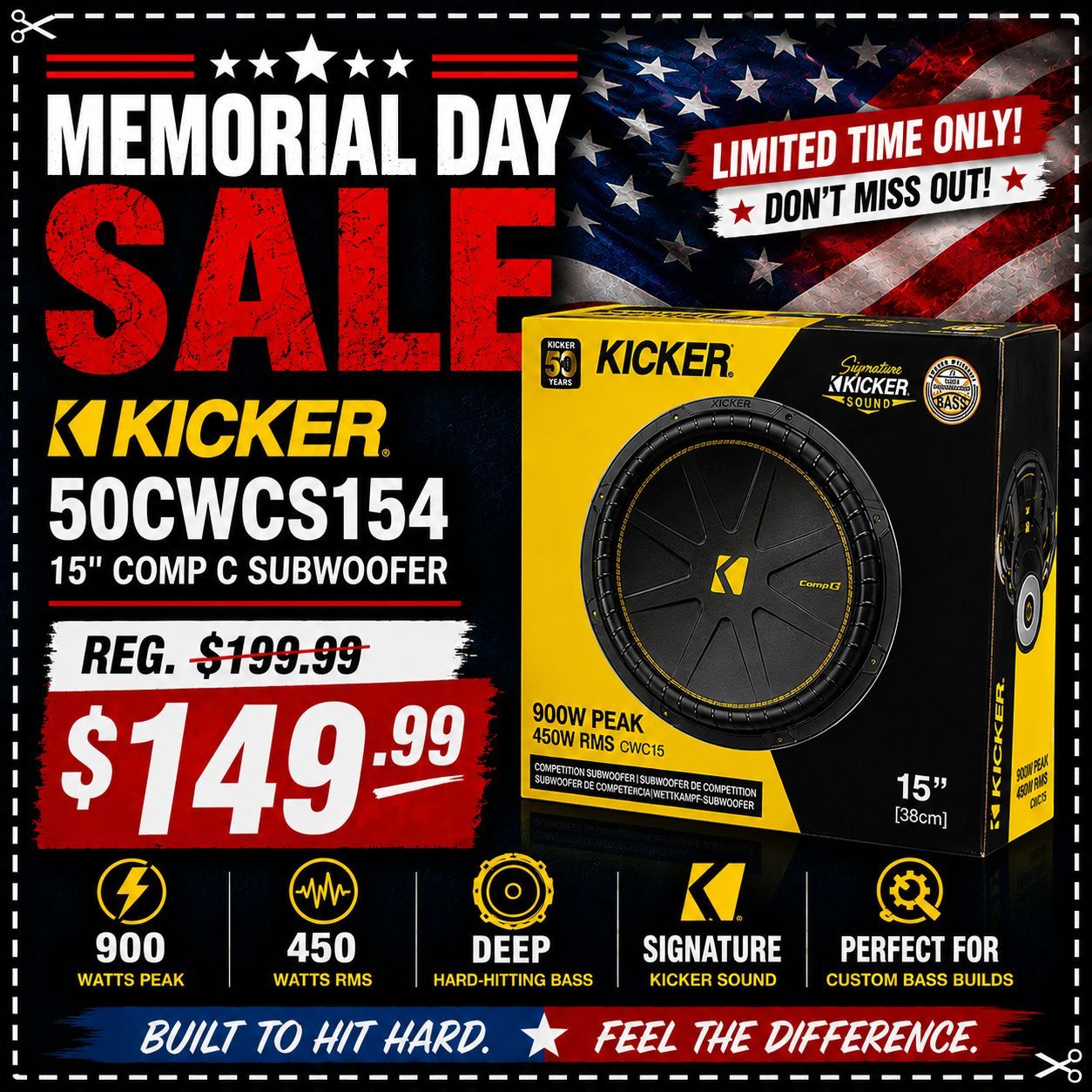 Kicker Comp C Series Bass Speaker 15" Subwoofer 4-Ohm CWCS15 50CWCS154 🚨 Payment Options Available 🚨 No Credit Needed 🚨