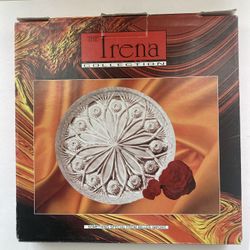 New Vintage Irena Polish Crystal, Serving Platter Lead Crystal, 12”. Made in Poland