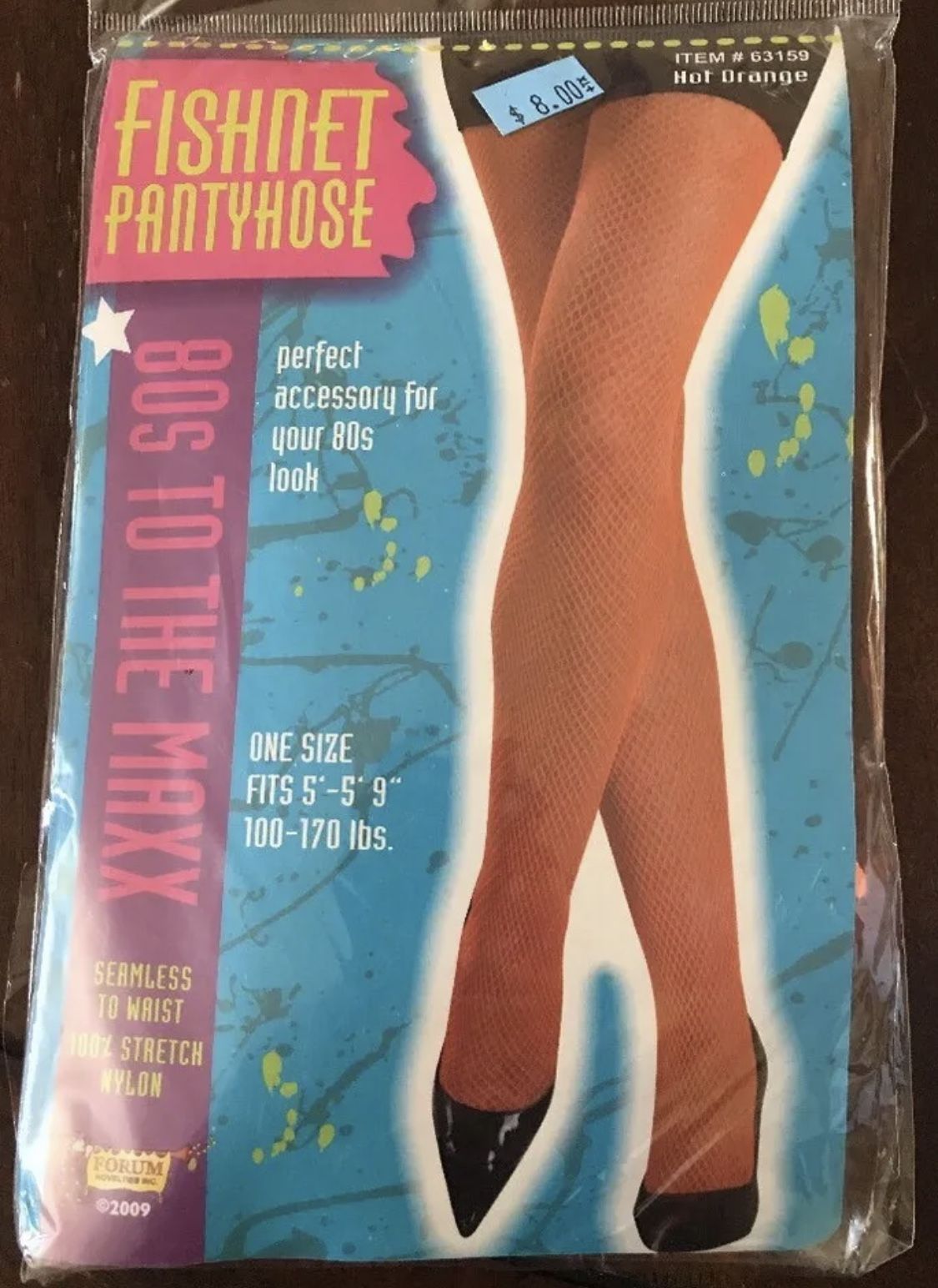 Sexy Orange Fishnet Pantyhose TIGHTS 80s costume fairy witch dance ONE SIZE