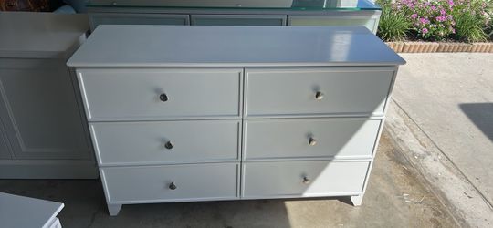 Bedroom, dresser, and nightstand