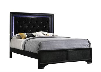 Black Suede Light up Bed