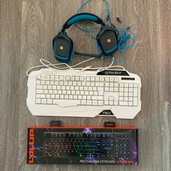 Brand New Lulup Pro Gaming Keyboard + Hiraliy Keyboard + Logitech G430 Headset Bundle 