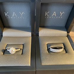 Tolkowsky Diamond Engagement Ring & Wedding Band Set 