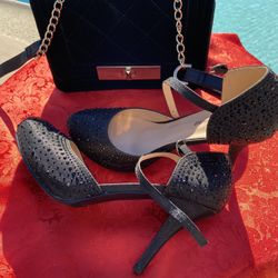 Black Sparkling Shoes and Purse