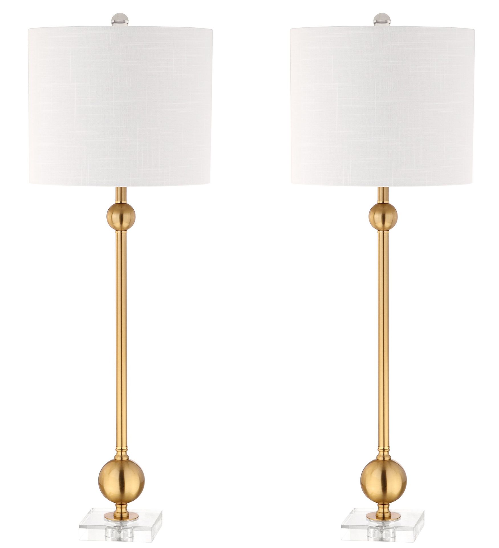 NEW! Hollis 34" Metal LED Table Lamp, Brass with Crystal Base (Set of 2) by JONATHAN Y