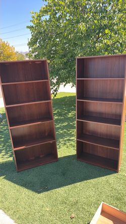 Pair of Tall Wood Laminate Bookcases