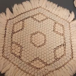 Vintage  Handmade Hexagonal Fringe Mat