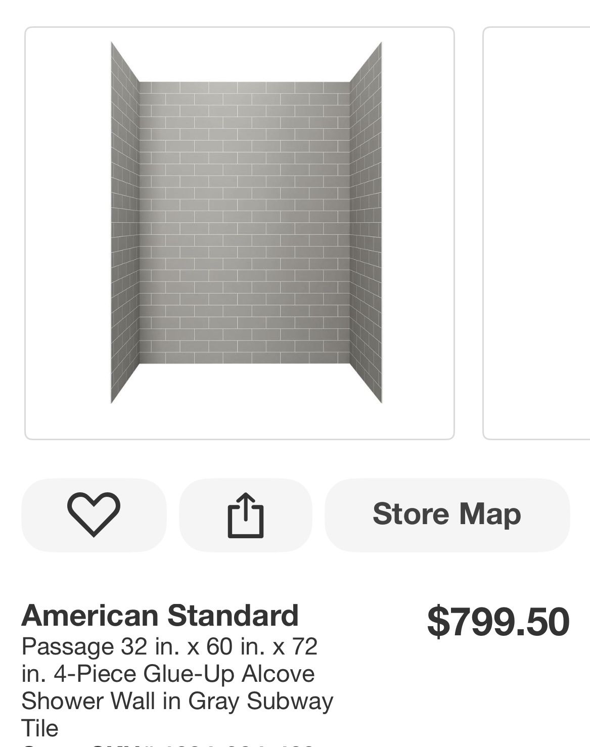 American Standard Passage 32 in. x 60 in. x 72 in. 4-Piece Glue-Up Alcove Shower Wall in Gray Subway Tile