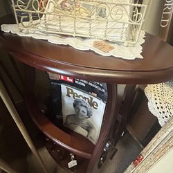 Set of 2 Vintage Side Tables w/ Storage Rack