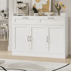 Sideboard White With 3 Doors Farmhouse [NEW]