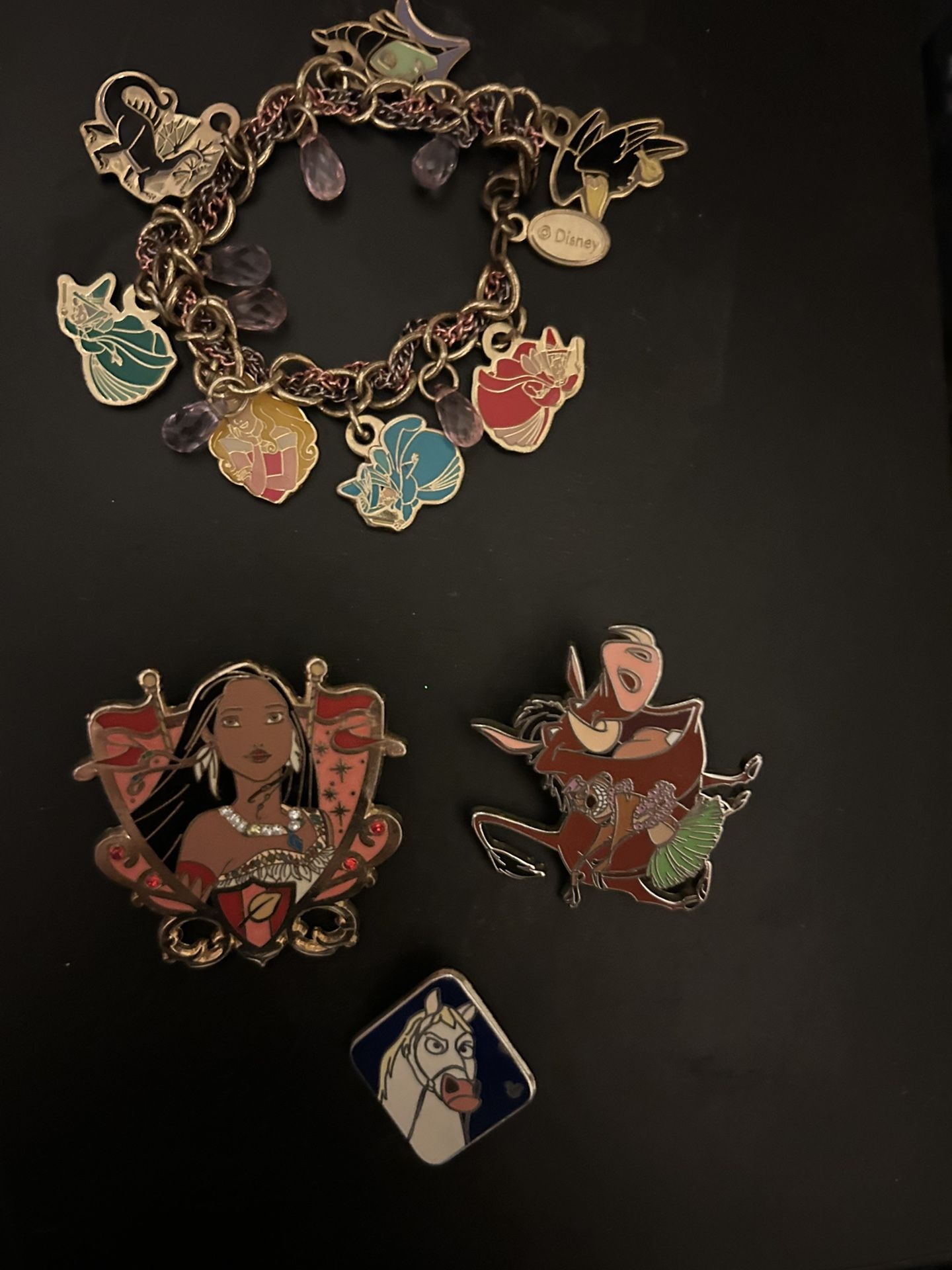 Disney Pins And Sleeping Beauty Bracelet