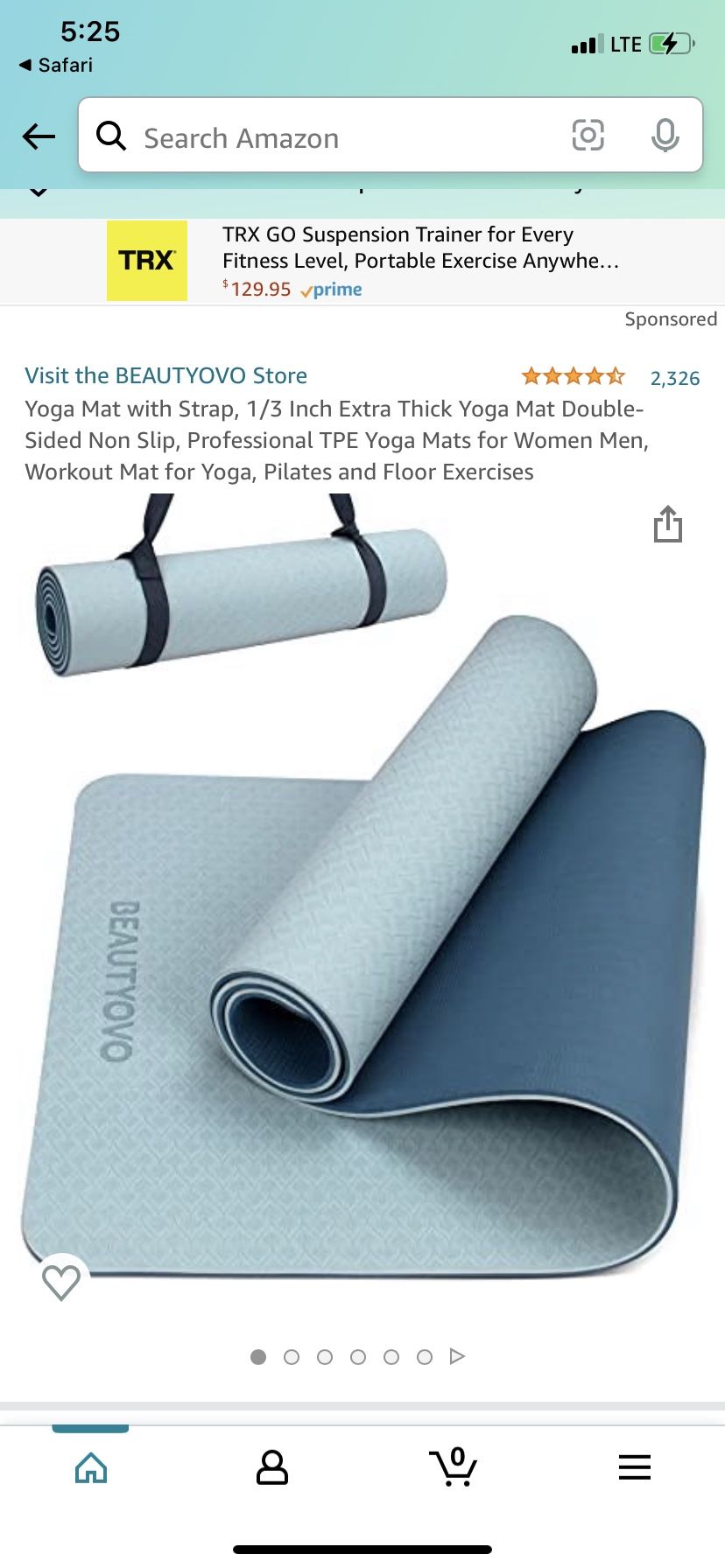 Yoga Matt By Beautyovo 72x24x1/3inch