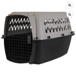 Vibrant Life Pet Kennel Small/Medium 28" Dog Crate, Plastic Travel Pet Carrier for Pets 20-30 lb, Grey