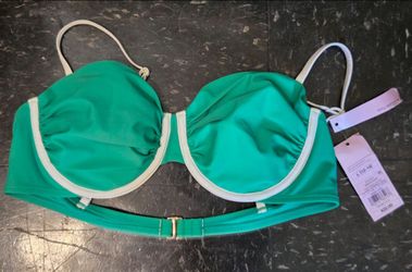 Wild Fable Green & White Bikini Top - Women's L