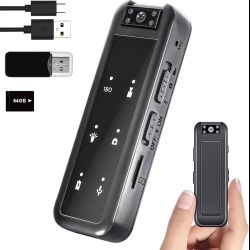 64GB Mini Body Camera,1080P Wearable Patrol Video Recording Camcorder with IR Night Vision, 5-Hour Battery & 180° Rotating Lens – Small Wearable Cam f