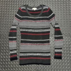 Pink Republic Sweater Top Blouse Striped Ribbed Knit Long Sleeve Women's XL
