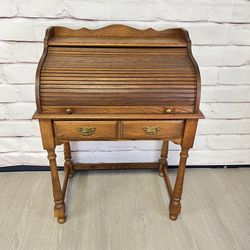 Vintage Small Wood Roll Top Desk