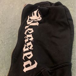 twillmkt Black Blessed Full Zip-Up Devil Horns Hoodie(Currently Sold Out On Website)