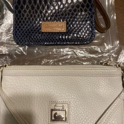 $25- Small BlueDooney And Bourke Wristlet $35- Large Cream Leather Wristlet 