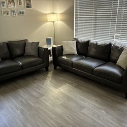 Faux Leather Sofa & Loveseat Set 
