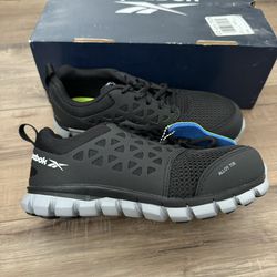 Reebok black athletic steel toe work shoe