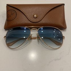 Ray-Ban  Aviator Light Blue Glass ,  With a Goal Metal Sunglasses
