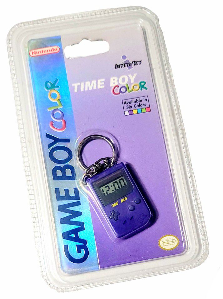 1999 Purple Nintendo Game Boy Color Time Boy Mini Console Clock Keychain Vintage