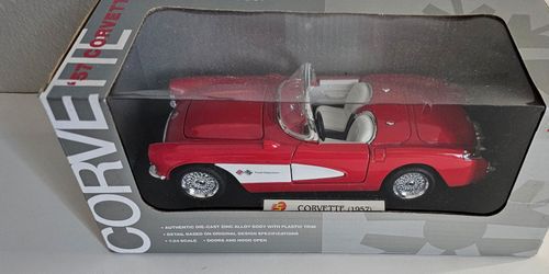 Vintage Red 1957 Chevy Corvette 1:24 Scale Die Cast Model New in Box