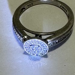 Genuine Diamond And Sterling Silver Ring