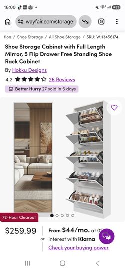 Shoe Storage Cabinet Full Mirror
