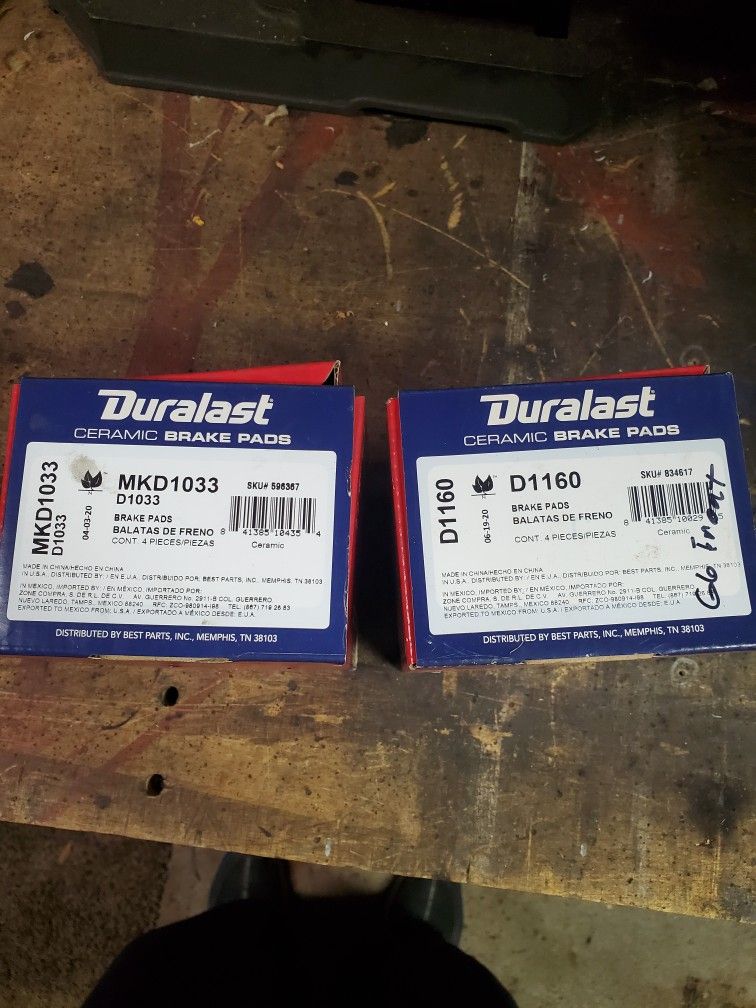 front and rear brake pads
