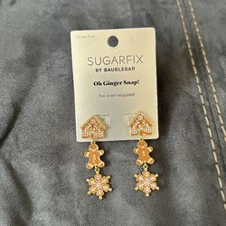 New Sugarfix By Baublebar Oh Ginger Snap!! Gingerbread House Man Snowflake Christmas Holiday Earrings
